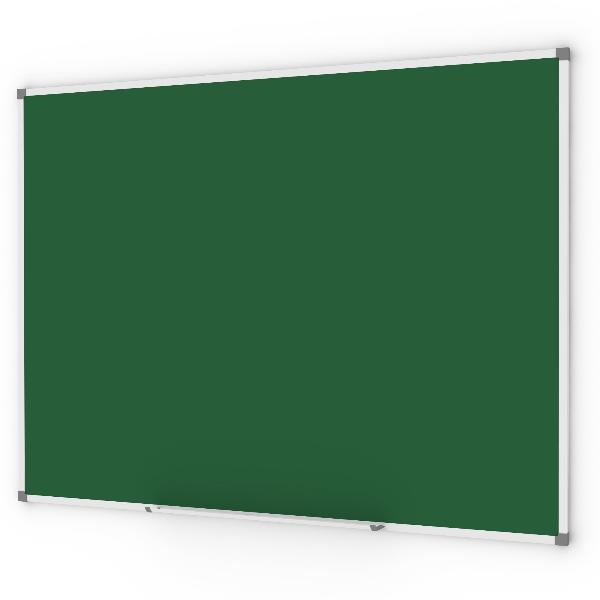 Quadro PARA ESCRITA A GIZ 10 Quadro em porcelana verde chapa de aço vetrificada; Caixilho de alumínio 16x16mm; Contraface em chapa aço galvanizada; Cantos e terminais da calha em PVC cinza