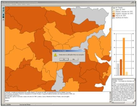 aos campos de informações inerentes ao dado escolhido no processo de geração do mapa temático e também ao campo de informações de um município específico. Figura 4 Mensagem de edição dos dados.