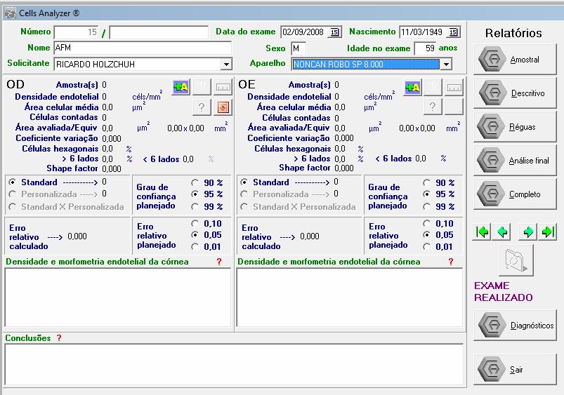 Métodos 52 3.5.1 Poder estatístico amostral O poder estatístico amostral escolhido, conforme a orientação do programa Cells Analyzer PAT. REQ.