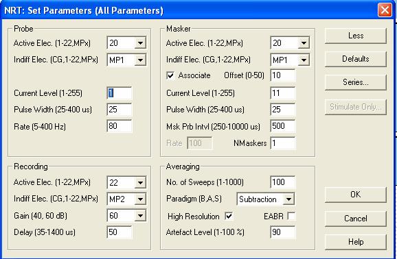 Metodologia 93 A figura 18 mostra a tela do software da NRT para seleção dos parâmetros de estimulação e registro. Figura 18. Tela do software da NRT v. 3.