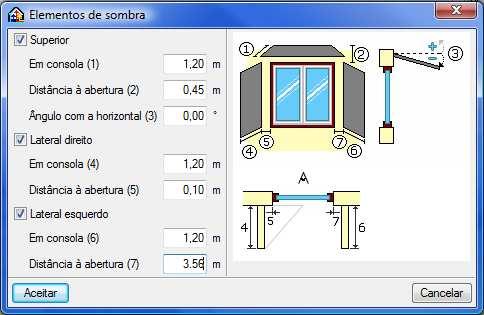 Prima sobre Caixilharia exterior e abertura envidraçada no menu flutuante e coloque os dados