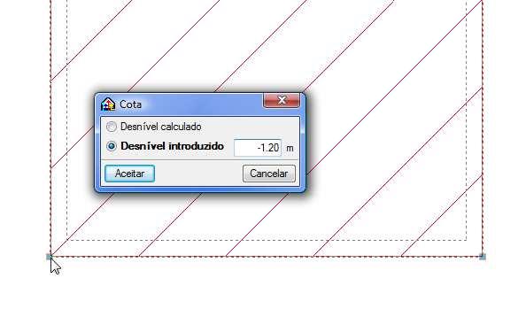 TERM 214 3.505 Passa-se à definição dos planos inclinados. Prima em Introduzir desníveis nos telhados no menu flutuante.