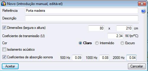 TERM 60 Prima. Prima em. Preenche os dados de acordo com a figura seguinte. Prima duplamente Aceitar. Seleccione Tipo 2: Porta madeira. Fig. 3.