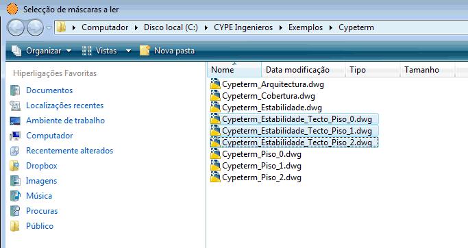 Seleccione os seguintes ficheiros e prima Abrir.