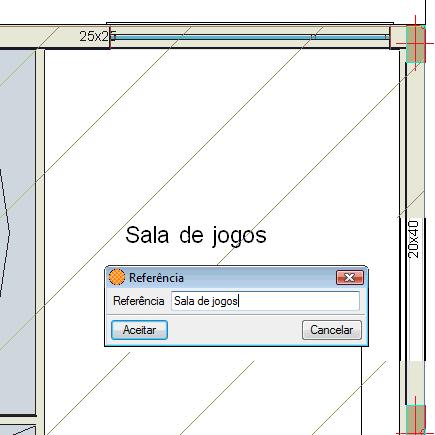 TERM 94 Fig. 3.199 Prima Aceitar. Prima com o. Prima em Descrição. Seleccione Salão/Sala de jantar e prima Aceitar. Prima sobre o compartimento sala de jogos. Na referência coloque Sala de jogos.