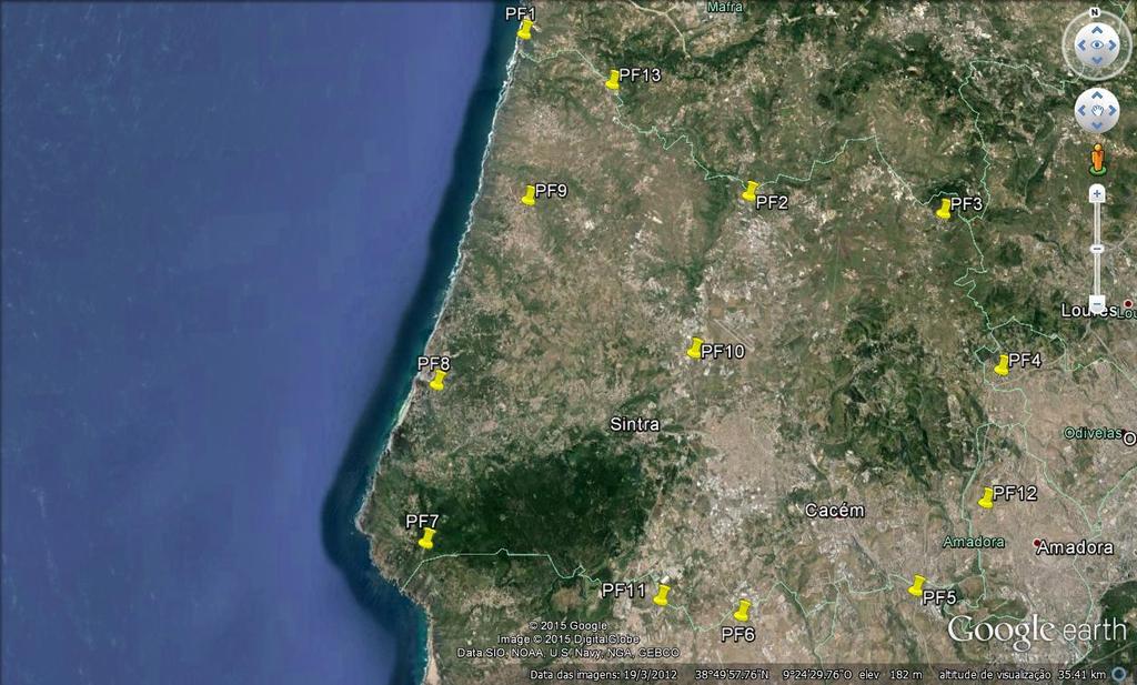 Para esta zona foi ainda realizado um levantamento de campo, no qual foram considerados 15 PFs (Tabela D.1 em Anexo D).