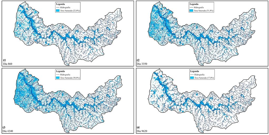 Figura 30 - Variação espacial das áreas saturadas