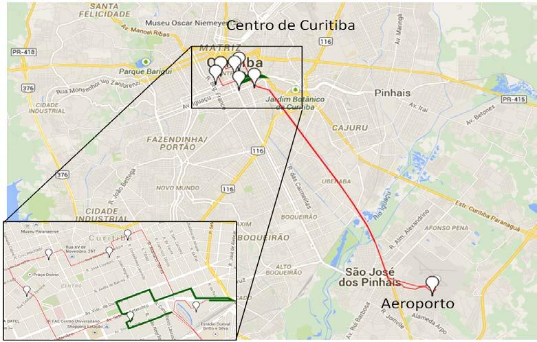 Percurso da linha de ônibus convencional Centro Politécnico. Figura 6. Itinerário do ônibus Executivo Aeroporto.