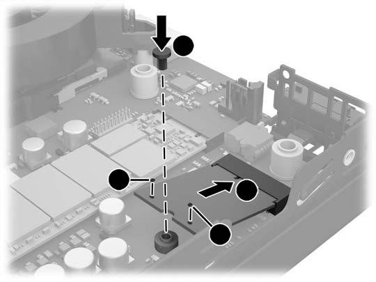 14. Localize o módulo de WLAN na placa de sistema. 15. Desconecte os dois cabos da antena do módulo de WLAN.