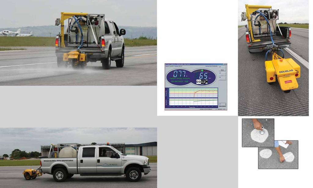 As Medições de Atrito nas pistas aeroportuárias deverão ser realizadas ao longo de toda a sua extensão, com velocidade constante e simulação feita através de uma lâmina de água.