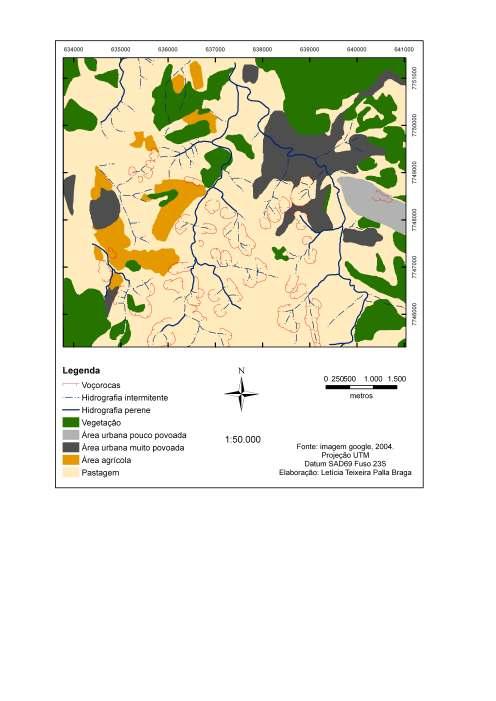 Fig. 2. Mapa de uso e ocupação do solo em Cachoeira do Campo, 2004. Fonte: Imagem Google.