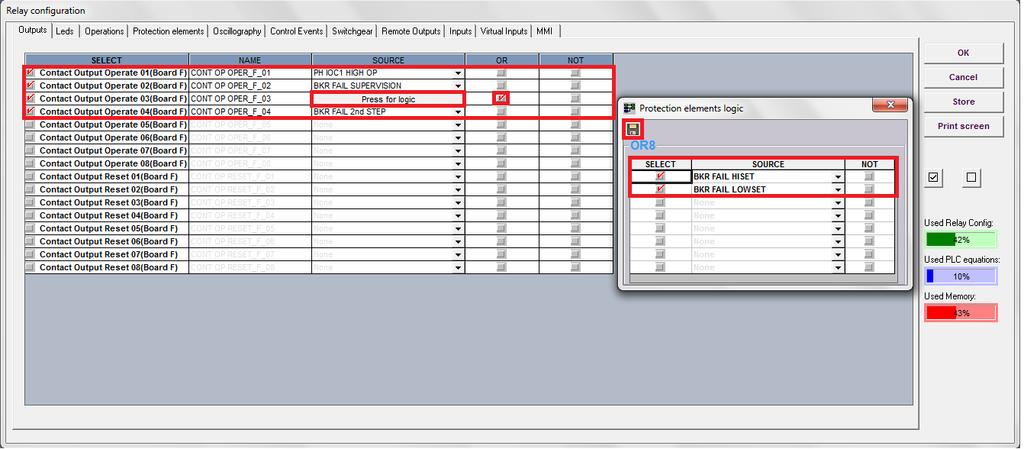 3.5 Relay Configuration Nessa parte será feito o direcionamento das saídas binárias do relé.