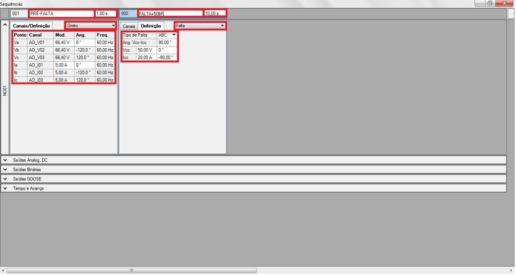 Figura 31 Clique na opção N01 destacado em vermelho da figura anterior e maximize o tamanho da janela para facilitar a visualização. Mude o nome Seq. 001 para Pré- Falta.