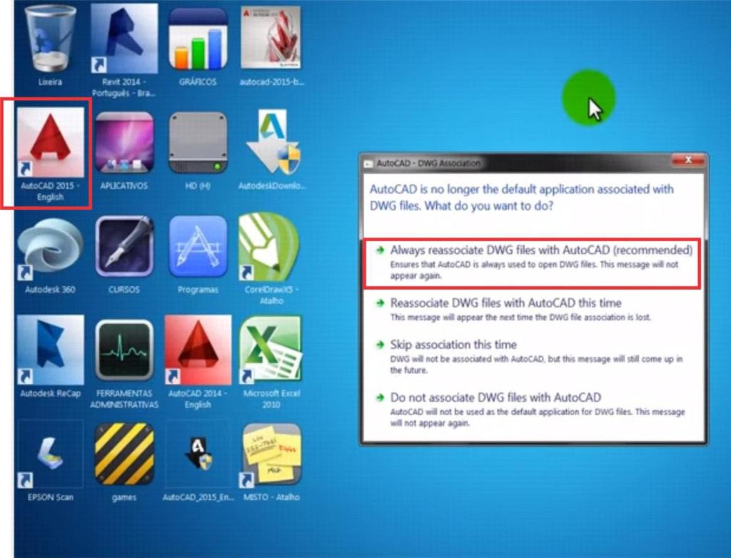Passo 25: Após a reinicialização do computador, clicar no ícone do software Autocad 2015.