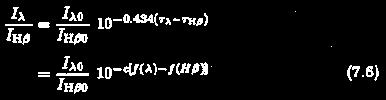 Utilização da Razão das Linhas de Balmer Segundo Osterbrock (1989): Lembrar que aqui convertemos a exponencial em potência de 1 sendo f(λ) f(hβ) a aplicação da expressão ajustada no ajuste