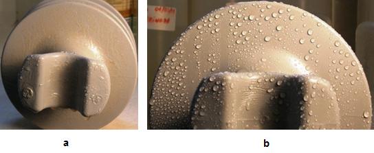 Figura 2. Arranjo experimental montado (à esquerda: materiais sem contaminação; à direita: materiais com contaminação). 3. Resultados 3.1. Hidrofobicidade a.