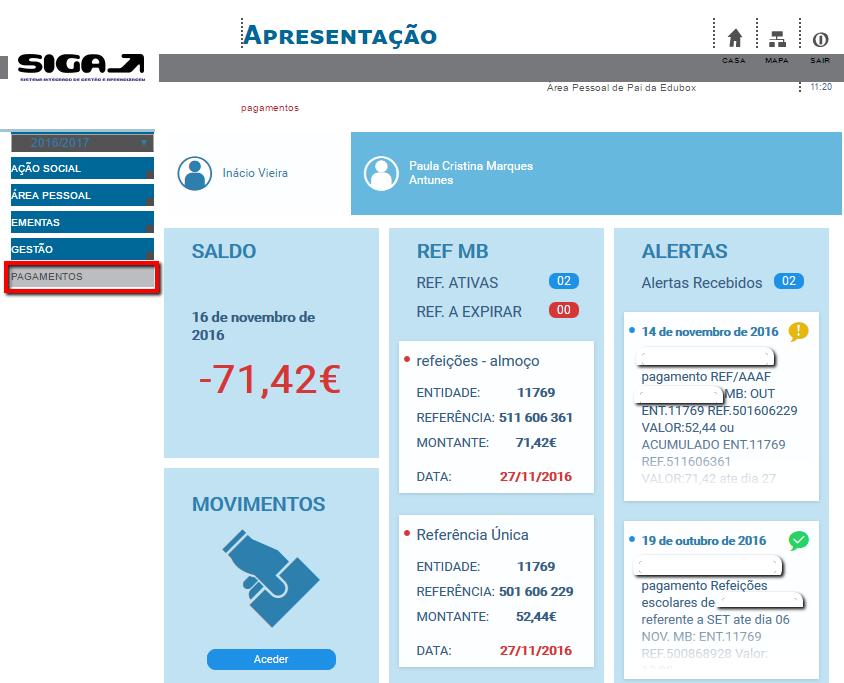 2.5 Pagamentos Dentro desta área, poderá fazer consulta de referências multibanco em período de pagamento, consulta