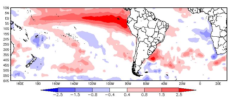 Este padrão configura um evento El Nino de forte intensidade para o restante do ano.