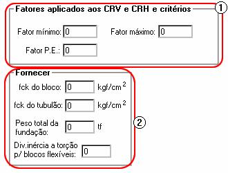 188 SISEs Sistema de Interação Solo - Estrutura (1) fatores aplicados aos CRV e CRH: valores utilizados para a análise do pórtico espacial, além do valor utilizado para a transferência para a
