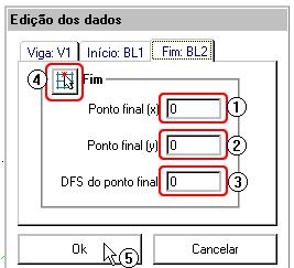 (Y) da viga; (3) digite o DFS desnível da face superior do ponto final da viga; (4) clique