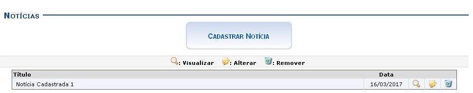 8.4 Notícias Esta funcionalidade permite ao docente, realizar o cadastro de notícias com o intuito de divulgar informações de interesse dos participantes da turma virtual.