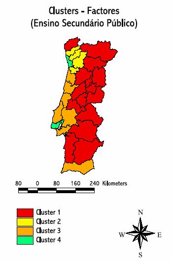 Nos dendogramas seguintes, resultantes da análise de Clusters com os referidos factores, verifica-se que apesar de existirem algumas diferenças para a análise com as variáveis originais, estas não