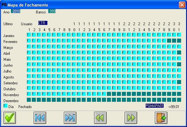 10 Mapa de Fechamento (PGMAPA) Insira o ano e o banco desejado e aparecerá
