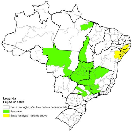 Figura 24 Condição hídrica geral em maio para o cultivo nos principais estados produtores do Brasil Fonte: Conab. Quadro 9 - Condições hídricas e possíveis impactos nas diferentes fases* em maio.