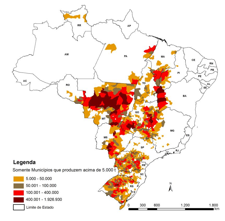 Figura 35 Mapa da produção agrícola Soja Fonte: Conab/IBGE.