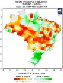 7.3. Prognóstico climático para o trimestre fevereiro-março-abril de 2016 4 Os mapas do modelo climático estatístico do INMET (Figura 3) indicam que na Região Nordeste predominam as áreas com maior