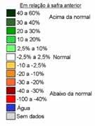 As poucas áreas em verde mostram onde os cultivos de segunda safra estão, no momento, com IV superior ao do ano passado.