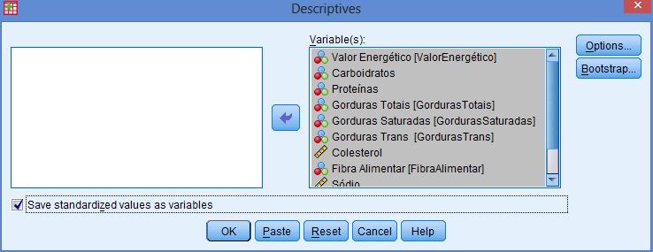 Selecionar todas as variáveis que