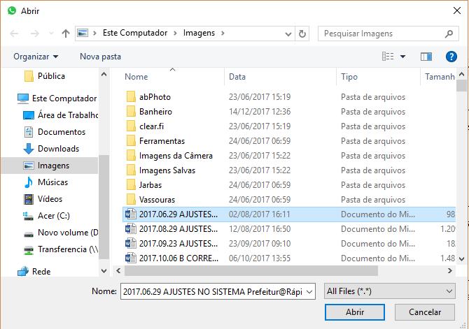 Para anexar clique em Selecionar Arquivo PDF para que o programa possa abrir o Explorador de Arquivo. Aberto o explorador, localize o arquivo e depois clique em abrir.