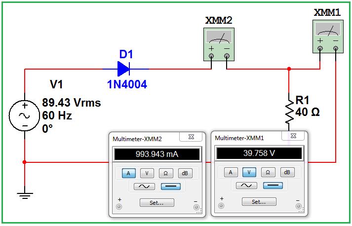 Se quisermos construir um retificador de 1/2 onda a partir da rede doméstica de 110 volts, a tensão de trabalho desse diodo deverá ser de no mínimo: 110 x 1,41 = 155,1 volts.