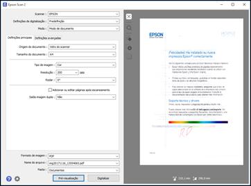 4. Selecione a configuração de Tamanho do documento que corresponda ao tamanho do seu original. Você pode selecionar Personalizar para digitar um tamanho personalizado, se necessário. 5.