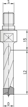 Broca para furo cego com encabadouro roscado - Brocas para agujero ciego, mango roscado D L2 S Z RH LH 5 43 M8 2 A234.005.243.50 A234.005.343.50 6 43 M8 2 A234.006.243.50 A234.006.343.50 8 43 M8 2 A234.
