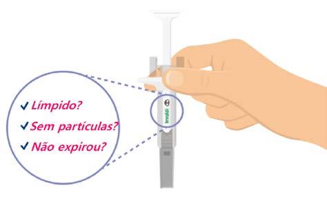 3. Inspecionar o medicamento e o prazo de validade Certifique-se sempre de que o seu medicamento está límpido, isento de partículas e que o prazo de