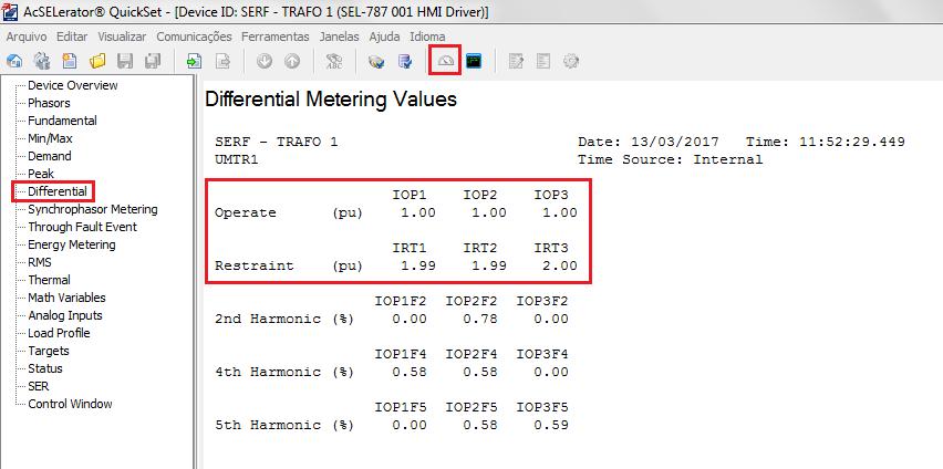 fabricante em relação aos valores calculados no software.