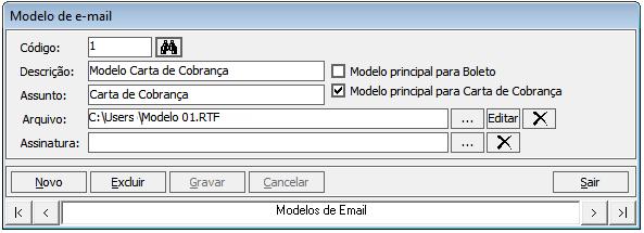 modelo de e-mail.