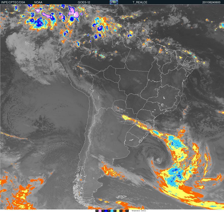 Mesoescala 18 GMT dia 24/06/11 (Figura3c) A partir das 19 GMT, estes núcleos convectivos começaram a ficar cada vez mais intensos, com áreas onde a