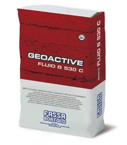 GEOACTIVE FLUID B 530 C Argamassa cimentícia com fluidez controlável, de fluída a super-fluída, expansiva e de elevadas prestações mecânicas, para a reabilitação e reforço de estruturas em betão