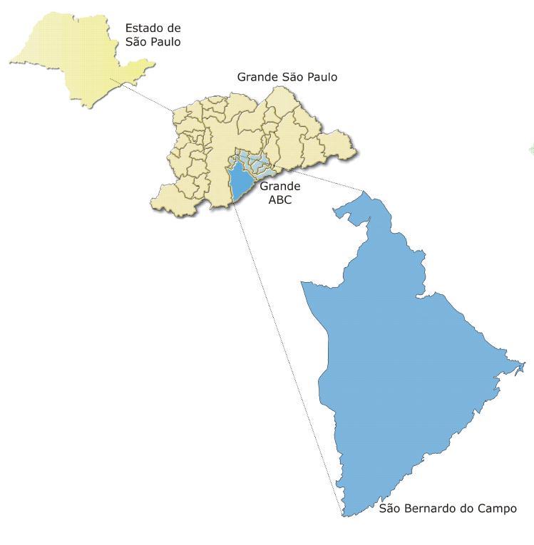 LOCAL DE INTERVENÇÃO O município de São Bernardo do Campo integra a Região Metropolitana de São Paulo, a maior do Brasil. Tem uma população de 765.203 habitantes, que reside nos 260.