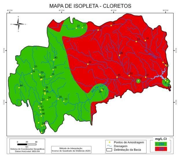 GONÇALVES, p. 25-33. 28 Figura 2 - Concentração de cloretos em diferentes meses e anos na bacia hidrográfica do rio Paraguaçu Março/abril de 2003. Fonte dos dados: BAHIA, 2003 Novembro de 2003.