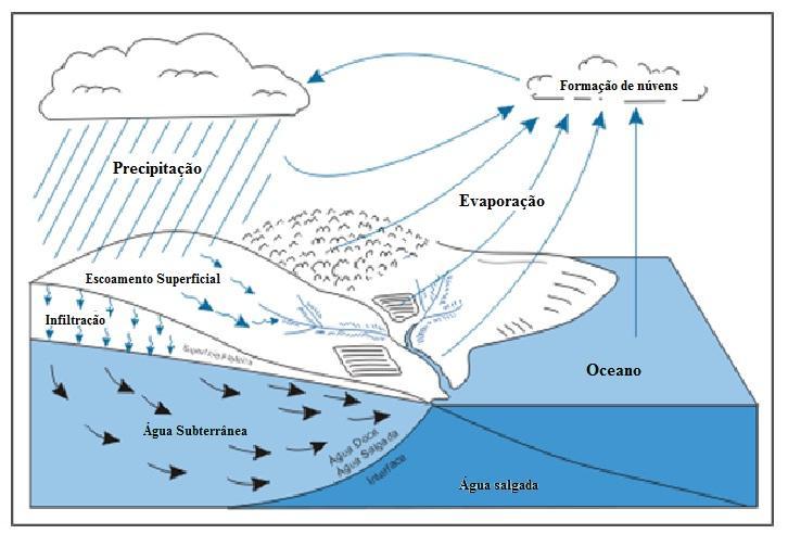 18 Figura 1: Ciclo hidrológico esquemático ilustrando as diferentes trajetórias da água até atingir os rios e oceanos (HEAT, 2004).