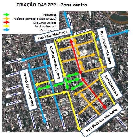 semáforos para pedestres nas interseções e pontos de travessia.