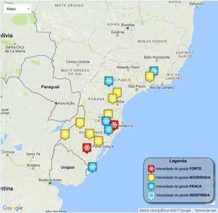 Figura 8 Ocorrências de geadas registradas em junho/2017 Fonte: