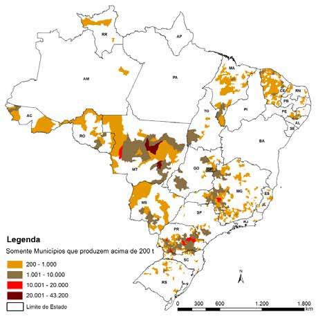 Figura 43 Mapa da produção agrícola Feijão segunda safra Fonte: Conab/IBGE.