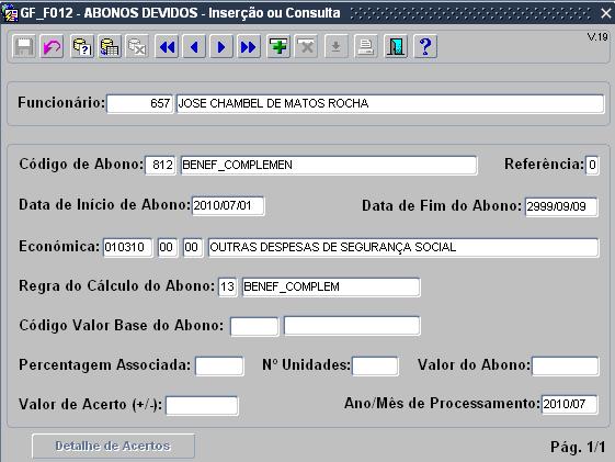 3 BENEFÍCIO COMPLEMENTAR Para calcular automaticamente o Benefício