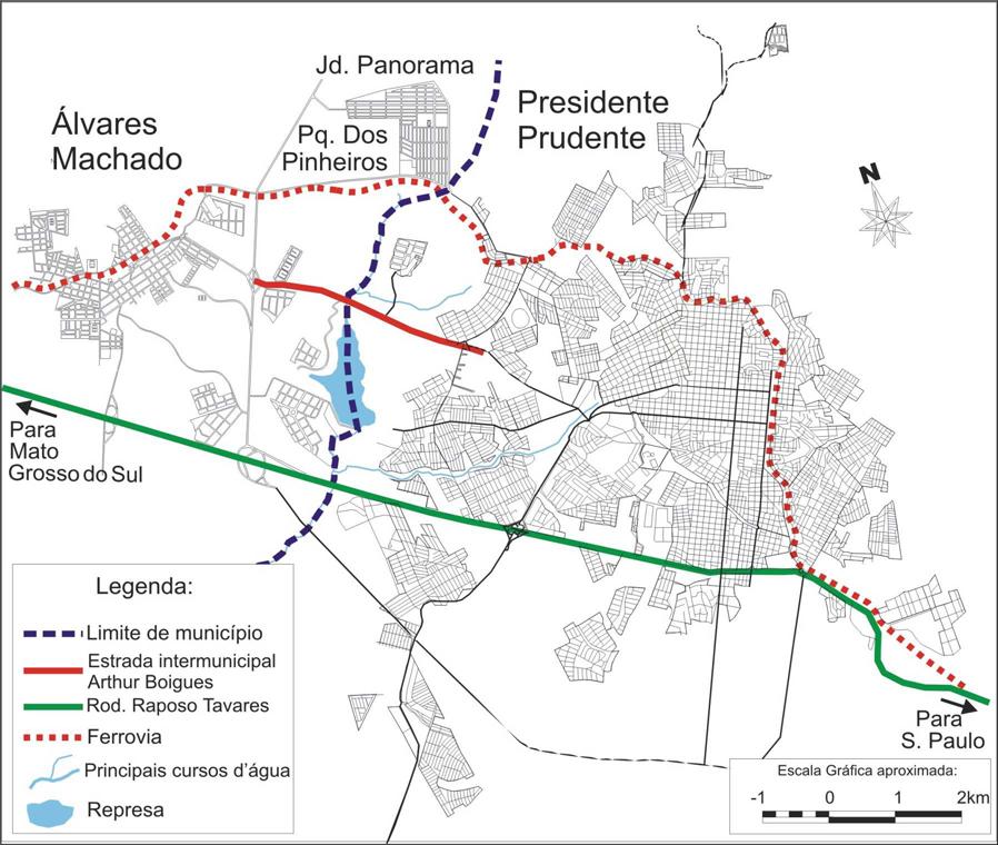 Figura 2 Malha urbana de Presidente Prudente e Álvares Machado Fonte: Prefeitura Municipal de Álvares Machado e Simespp. Org.
