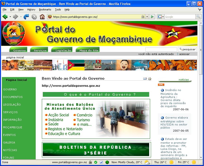 Portal do Governo de Moçambique Acesso: http://www.portaldogove